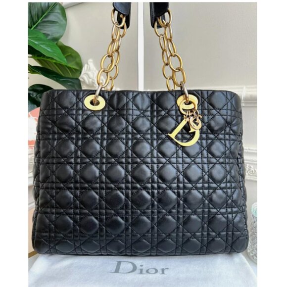 Dior Handbags - Christian Dior Cannage Quilted Leather Tote Shopper Handbag 824-123024